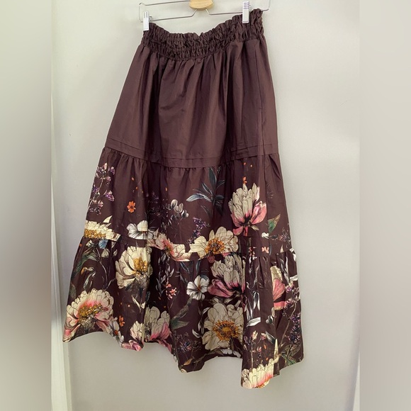 Anthropologie The Somerset Maxi Skirt brown color size M new nwt cotton - Picture 10 of 10
